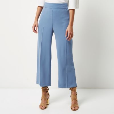 Light blue wide leg crop trousers